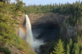 Wells Gray Provincial Park, Helmcken Falls Waterfall with Rainbow in Evening Light, Cariboo Mountains, British Columbia, Canada Royalty Free Stock Photo