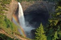Wells Gray Provincial Park, Helmcken Falls with Rainbow in Evening Light, Cariboo Mountains, British Columbia, Canada Royalty Free Stock Photo