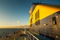 Evening sun on funnel of Corsican Ferry Royalty Free Stock Photo
