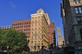 Montreal Old Town with Place d`Armes in Evening Light, Quebec, Canada Royalty Free Stock Photo