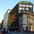 Evening sun light reflections on London buildings old and new Holborn Viaduct