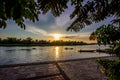 Evening sun at Tha Chin riverMaenam Tha Chin,Nakhon Pathom,Thailand