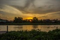 Evening sun at Tha Chin riverMaenam Tha Chin,Nakhon Pathom,Thailand