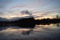 Evening Sunlight Reflects On Lake Water