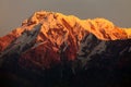 Evening sunset Annapurna range Nepal Himalaya mountain Royalty Free Stock Photo