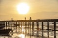 Evening at sunset around the fish bridge, the local fishing port, Bang Phra, Chonburi province