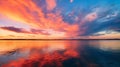 Vibrant Sunset Over Lake: Stunning Uhd Image By Vytautas Kairiukstis