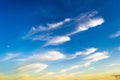 Evening sunset light clouds cirrus sky sun texture background Royalty Free Stock Photo