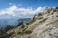 The evening sunset over the Caraul-Oba mountain, Novy Svet, Crimea Royalty Free Stock Photo