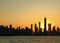 Evening sunset over Chicago silhouettes the skyline, as seen from Lake Michigan Royalty Free Stock Photo