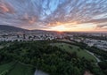 Evening sunset over Sofia city, Bulgaria Royalty Free Stock Photo