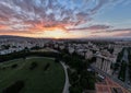 Evening sunset over Sofia city, Bulgaria Royalty Free Stock Photo