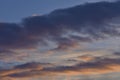 Evening sunset sky. Dark blue yellow clouds in the sky Royalty Free Stock Photo