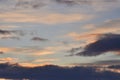 Evening sunset sky. Dark blue yellow clouds in the sky Royalty Free Stock Photo