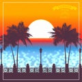 Evening sunset in tropics a vector illustration. Royalty Free Stock Photo