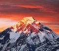 Evening sunset view of mount Dhaulagiri, Himalayas, Nepal Royalty Free Stock Photo