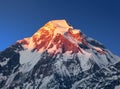 Evening sunset view of mount Dhaulagiri, Himalayas, Nepal Royalty Free Stock Photo