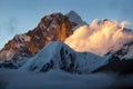Evening sunset view of Mount Everest and Lhotse Royalty Free Stock Photo