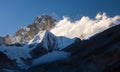 Evening sunset view of mount Everest and Lhotse Royalty Free Stock Photo