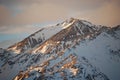 Evening sunshine on snow-covered mountain range, Argentina Royalty Free Stock Photo