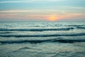 An evening surf of the sea during sunset. Royalty Free Stock Photo