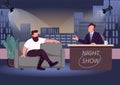 Evening talk show flat color vector illustration Royalty Free Stock Photo