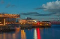 Evening, Theater and Opera House with ferry, Copenhagen, Denmark Royalty Free Stock Photo