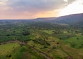 Evening time Aerial View on the Ngorongoro Crater, the worlds largest intact caldera. Conservation Area in Northern Royalty Free Stock Photo