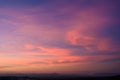 Evening time of panorama mountain under dramatic twilight sky and cloud. Nightfall Silhouette mountain on sunset Royalty Free Stock Photo