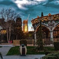 Evening time in park. Baku city