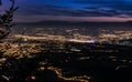 Evening top view of city lights.