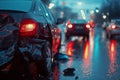 Evening Traffic Accident Scene Royalty Free Stock Photo