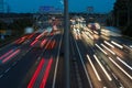 Evening traffic on British motorway M1 near to junction 10 ant town Luton