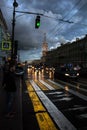 Evening traffic on Nevsky Prospect, the white night in St. Petersburg Royalty Free Stock Photo