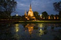 Evening twilight in the historical park of Sukhothai city. Thailand Royalty Free Stock Photo