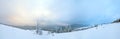 Evening twilight winter mountain panorama