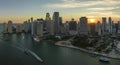 Evening urban landscape of downtown district of Miami Brickell in Florida, USA. Skyline with dark high skyscraper Royalty Free Stock Photo