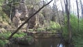 Evening Valley Peklo in spring czech nature with robecsky potok creek