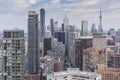 Evening view from above of Downtown Toronto skyscrapers