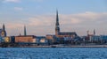 evening view across the Daugava river to Old Riga 1 Royalty Free Stock Photo