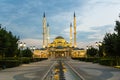 Evening view of Akhmad Kadyrov Mosque officially known as The Heart of Chechnya in Grozny, Russ