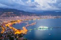 Alanya harbor after sunset, Turkey