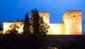 Evening view of Alcazaba at Alhambra. Granada Royalty Free Stock Photo