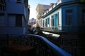 Evening view along Obispo street from the second floor of the restaurant. Old Havana Royalty Free Stock Photo