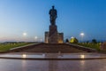 Evening view of Amir Temur Tamerlane statue in Shahrisabz, Uzbekist