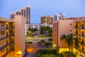 Evening view from apartment to the trump towers at Sunny Isles Beach Royalty Free Stock Photo