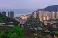 Evening view of Banshan Peninsula Banshan Bandao, Xiao Donghai Beach from Luhuitou Mountain Park, Sanya, Hainan, China