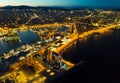 Evening view of Barceloneta and Port Vell. Barcelona. Royalty Free Stock Photo