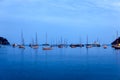 Evening view of boats in Villefranche sur mer in the French Rivi