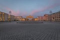 Evening view on Brandenburg Gate from the Pariser square with cobblestones in the centre of Berlin, Germany Royalty Free Stock Photo